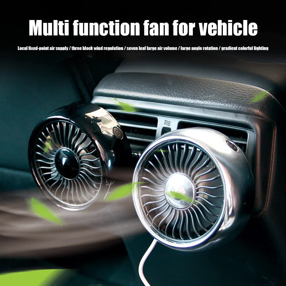 USB Car Fan — 3-Speed Cooling Fan for Car, Van & Truck