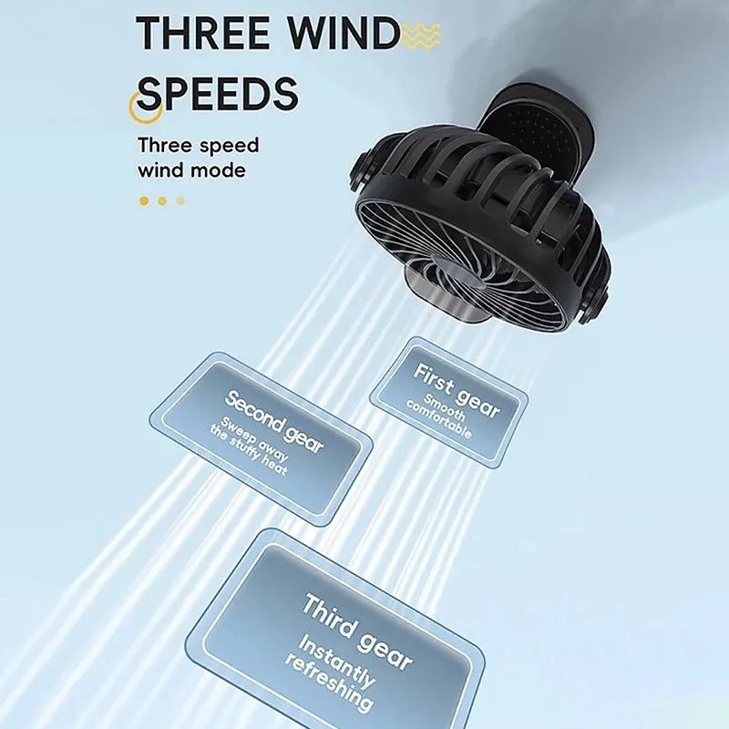 Rechargeable Clip Fan — 720° Rotating Portable Fan with Night Light