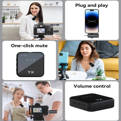 3-in-1 Wireless Microphone — Crystal Clear Audio for iPhone, Android & Cameras