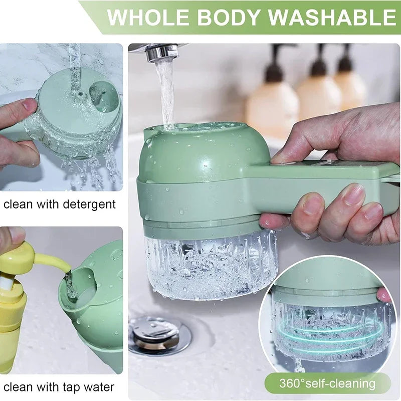 4-in-1 Electric Vegetable Cutter — Chop, Mince, Peel & Slice Hands-Free