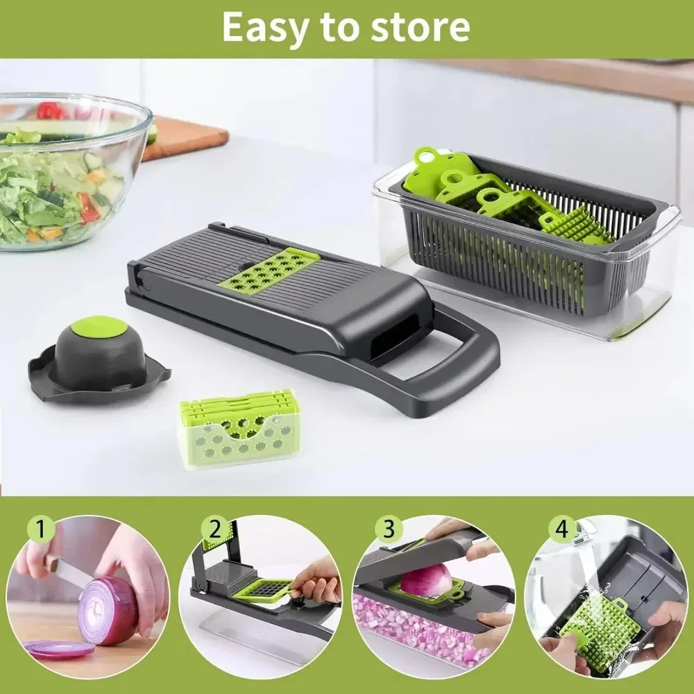 16-in-1 Multifunctional Vegetable Chopper — One Tool, Every Cut You Need