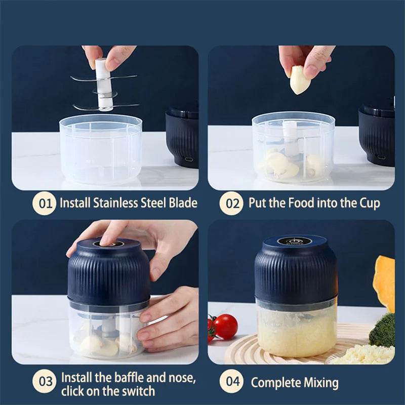 Mini Electric Garlic Crusher — Mince Garlic in Seconds, No Smell on Your Hands