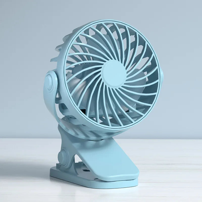Rechargeable Clip Fan — 720° Rotating Portable Fan with Night Light