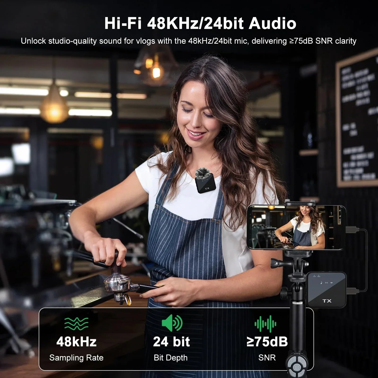 3-in-1 Wireless Microphone — Crystal Clear Audio for iPhone, Android & Cameras