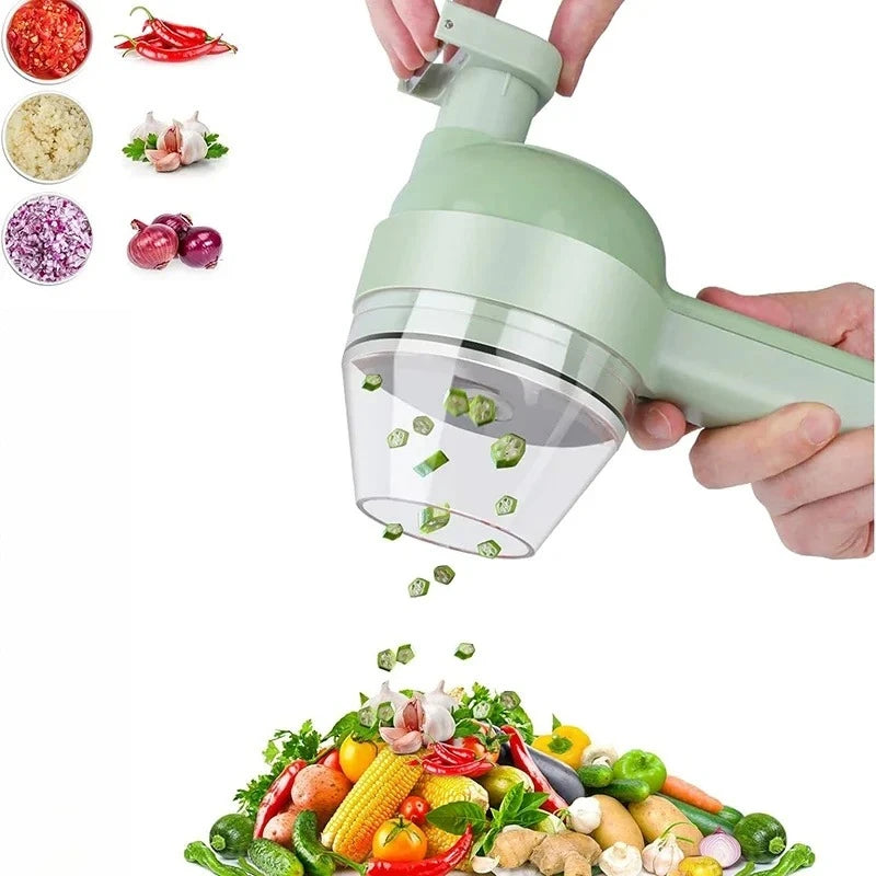 4-in-1 Electric Vegetable Cutter — Chop, Mince, Peel & Slice Hands-Free