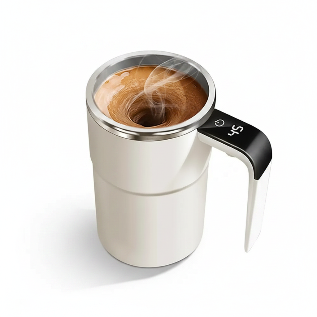 Self-Stirring Coffee Mug on white background