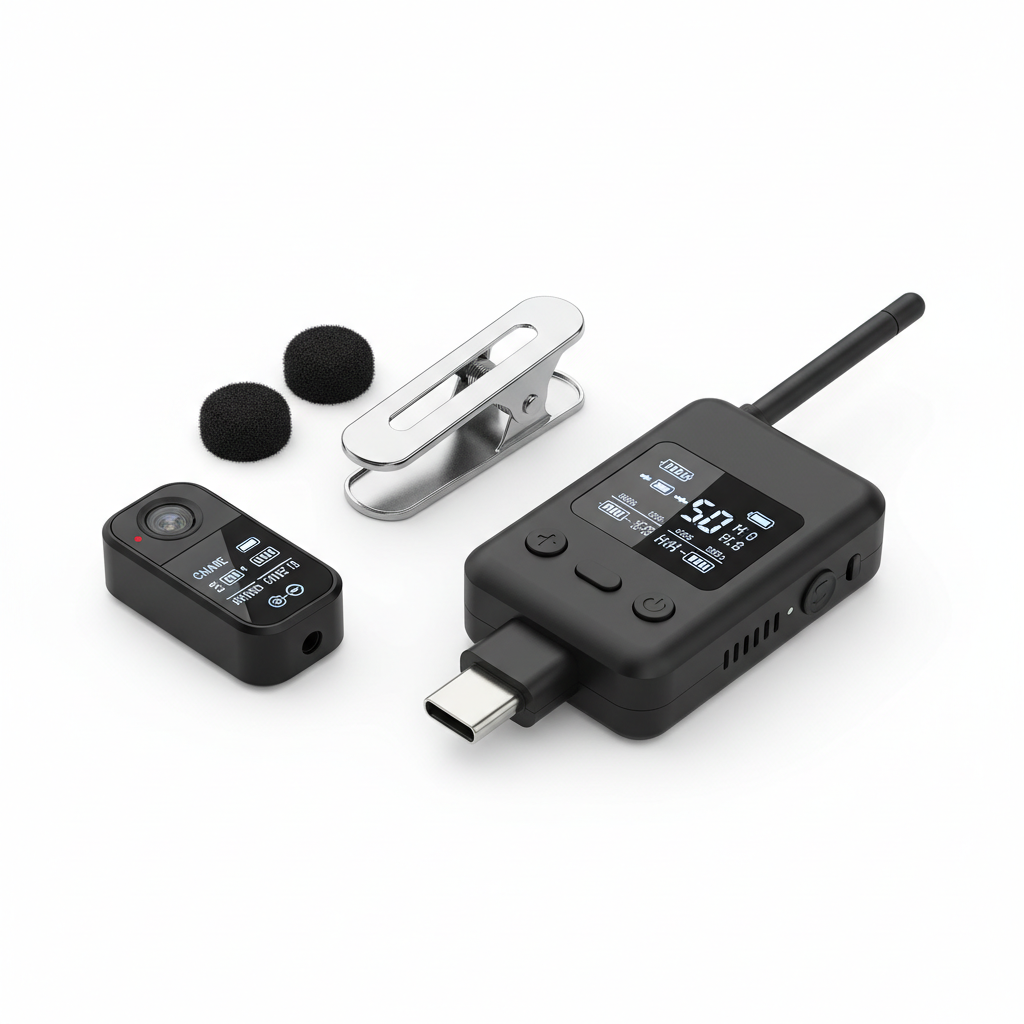 Wireless Lavalier Microphone on white background