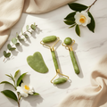 Jade Facial Roller & Gua Sha Set — De-Puff, Sculpt & Glow with Korean Beauty's Favourite Duo